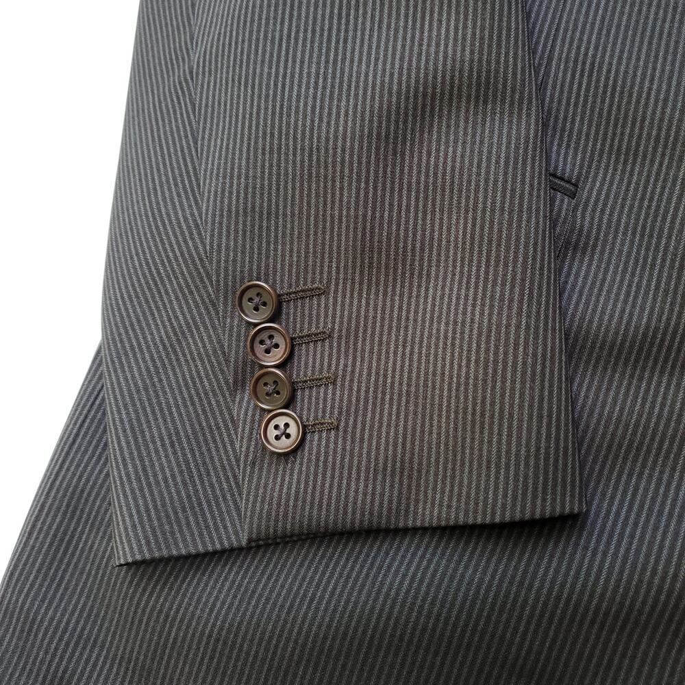 Canali Wool Blazer Jacket Sport Coat Brown Stripe Peak Lapel Natural Comfort 44L - Picture 5 of 16